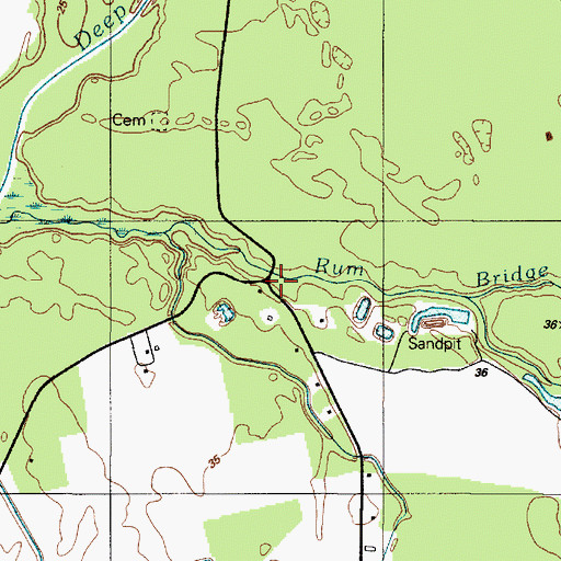 Topographic Map of Rum Bridge, DE