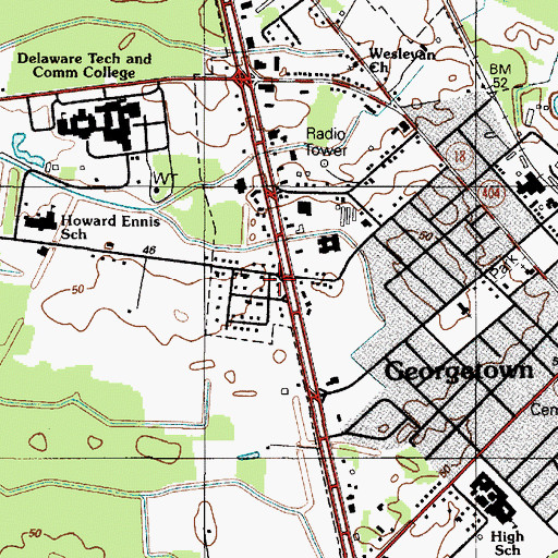 Topographic Map of Swain Acres, DE