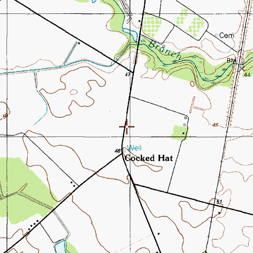 Topographic Map of Cocked Hat, DE