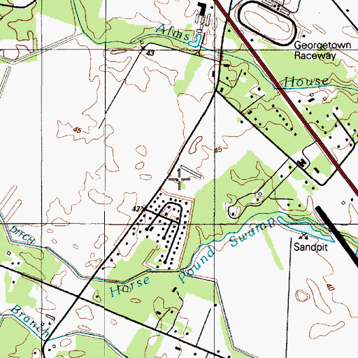 Topographic Map of Piney Grove Manor, DE