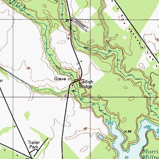 Topographic Map of Catfish Bridge, DE