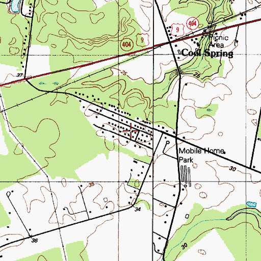 Topographic Map of Cool Spring Farms, DE