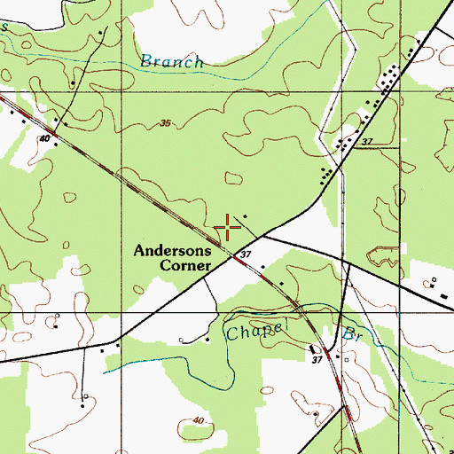 Topographic Map of Andersons Corner, DE