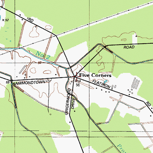Topographic Map of Five Corners, DE