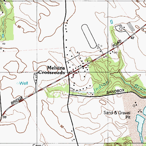 Topographic Map of Melvins Crossroads, DE