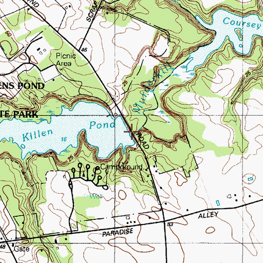 Topographic Map of Killen Pond Dam, DE