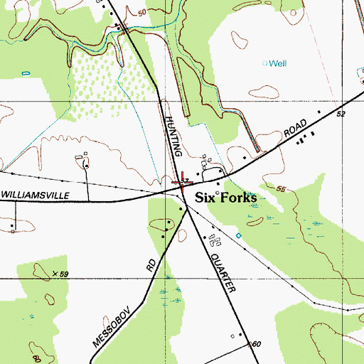 Topographic Map of Six Forks, DE