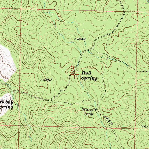 Topographic Map of Bull Spring, AZ
