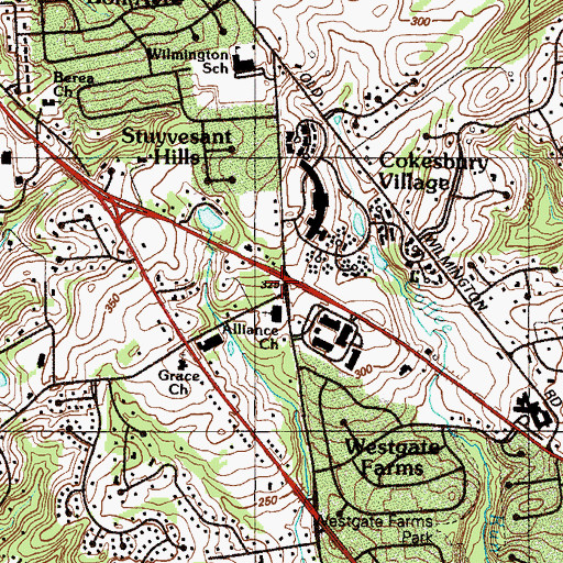 Topographic Map of Loveville, DE