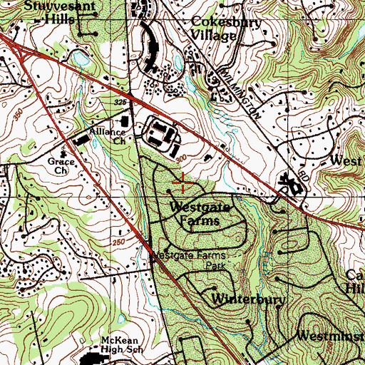 Topographic Map of Westgate Farms, DE