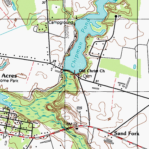 Topographic Map of Chipman Pond Dam, DE