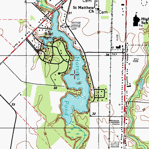 Topographic Map of Horseys Pond, DE