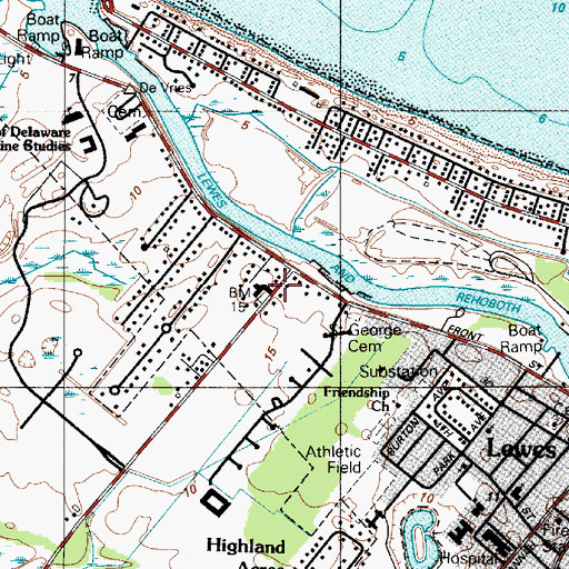 Topographic Map of Pilottown, DE