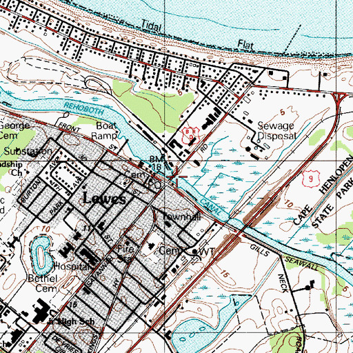 Topographic Map of South Street Bridge, DE