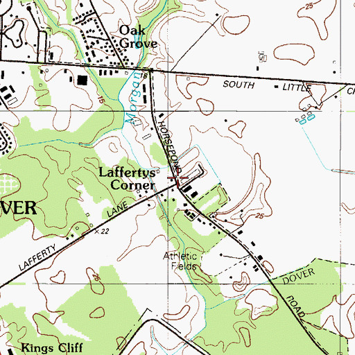 Topographic Map of Laffertys Corner, DE
