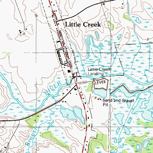 Topographic Map of Little Creek Bridge, DE