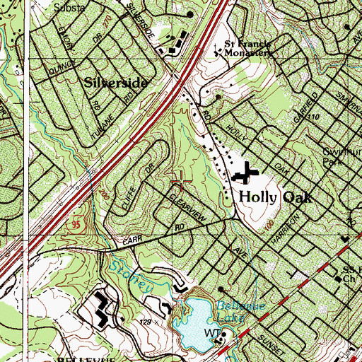 Topographic Map of Woodside Hills, DE