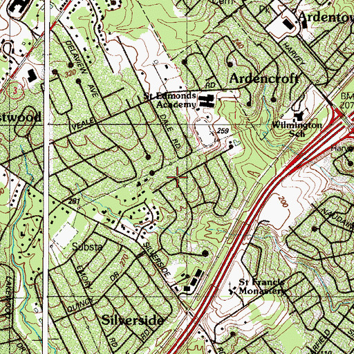 Topographic Map of Windy Bush, DE