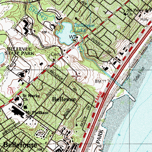 Topographic Map of Delaire, DE
