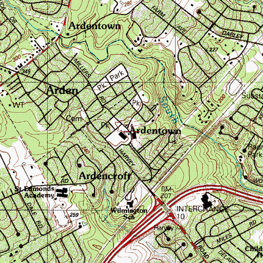 Topographic Map of Ardentown, DE