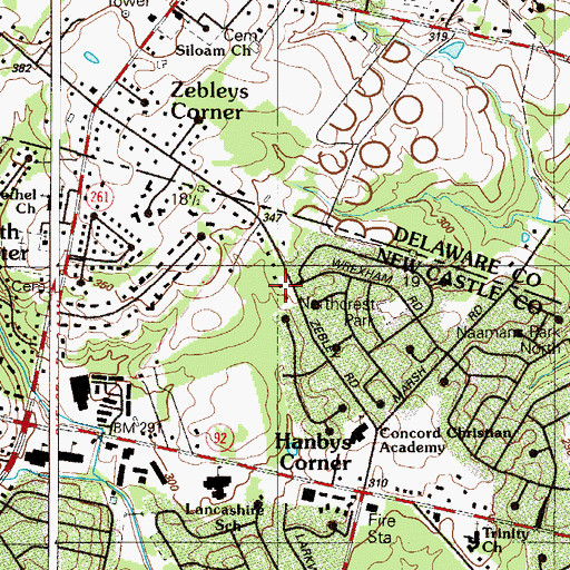 Topographic Map of Grubbs Corner, DE