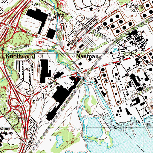 Topographic Map of Naamans Bridge, DE