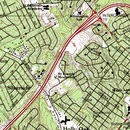 Topographic Map of Hillendale, DE