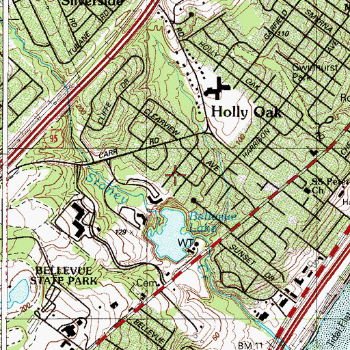 Topographic Map of Holly Oak Terrace, DE