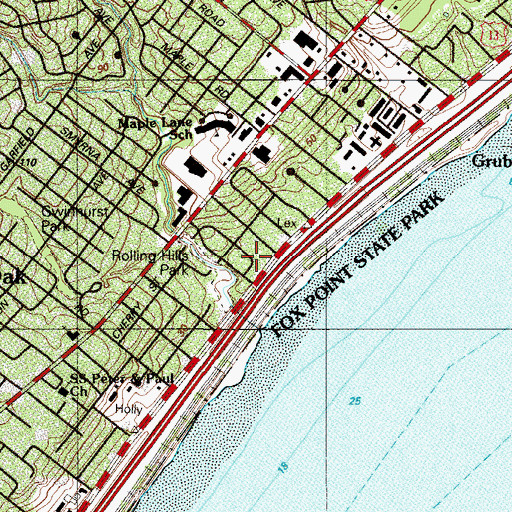 Topographic Map of Rolling Park, DE