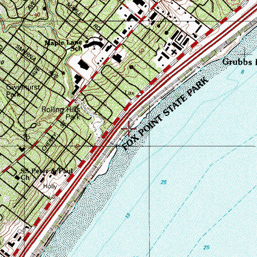 Topographic Map of Grubbs Landing, DE