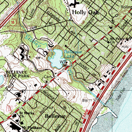 Topographic Map of Quarryville, DE