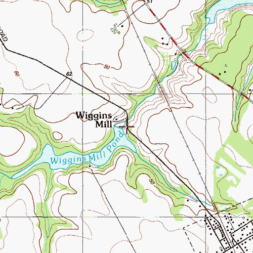 Topographic Map of Wiggins Mill Pond Dam, DE