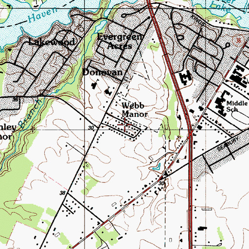 Topographic Map of Webb Manor, DE