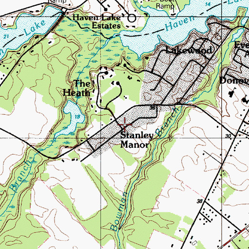 Topographic Map of Stanley Manor, DE