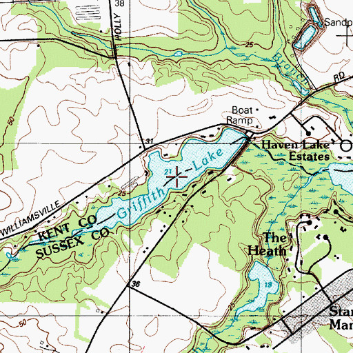 Topographic Map of Griffith Lake, DE