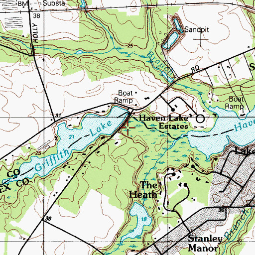 Topographic Map of Griffith Lake Dam, DE