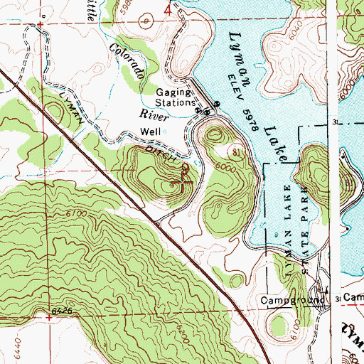 Topographic Map of Lyman Dam, AZ