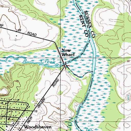 Topographic Map of New Wharf, DE