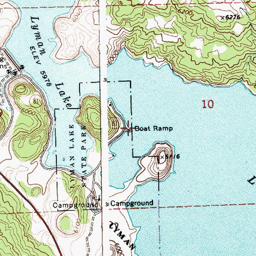 Topographic Map of Lyman Lake Marina, AZ