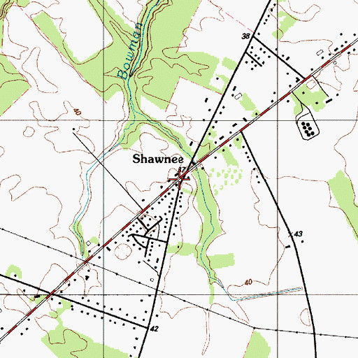 Topographic Map of Shawnee, DE