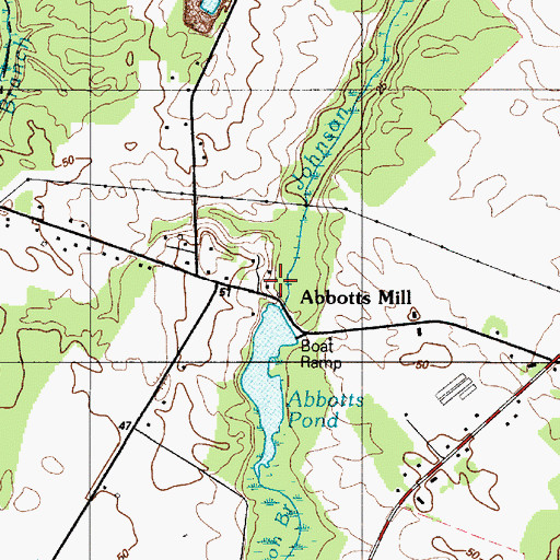 Topographic Map of Abbotts Mill, DE
