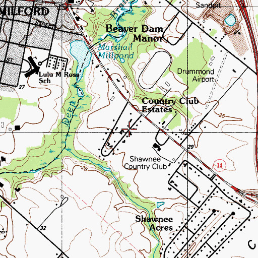 Topographic Map of Country Club Estates, DE