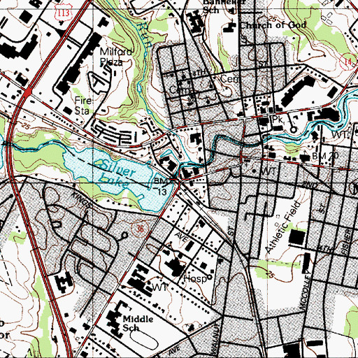 Topographic Map of Silver Lake Dam, DE