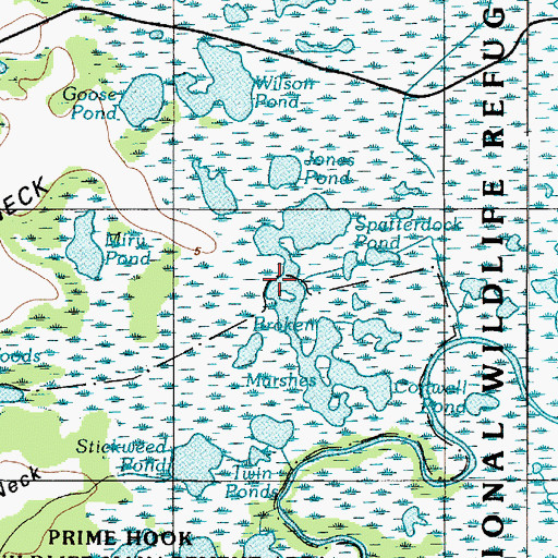 Topographic Map of Prime Hook National Wildlife Refuge, DE