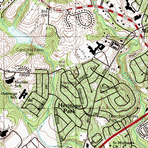 Topographic Map of Grendon Farms, DE