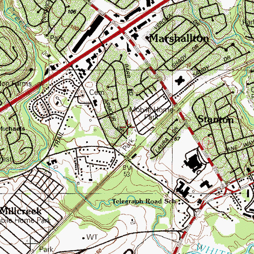 Topographic Map of Delpark Manor, DE