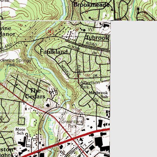 Topographic Map of Faulkland Heights, DE