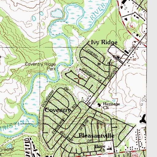 Topographic Map of Coventry, DE
