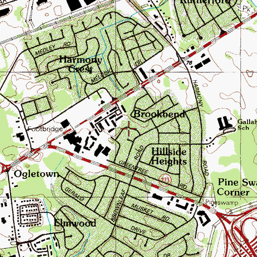 Topographic Map of Hillside Heights, DE