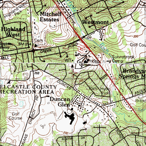 Topographic Map of Kirkwood Gardens, DE